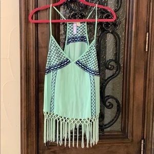 Top with boho style fringe